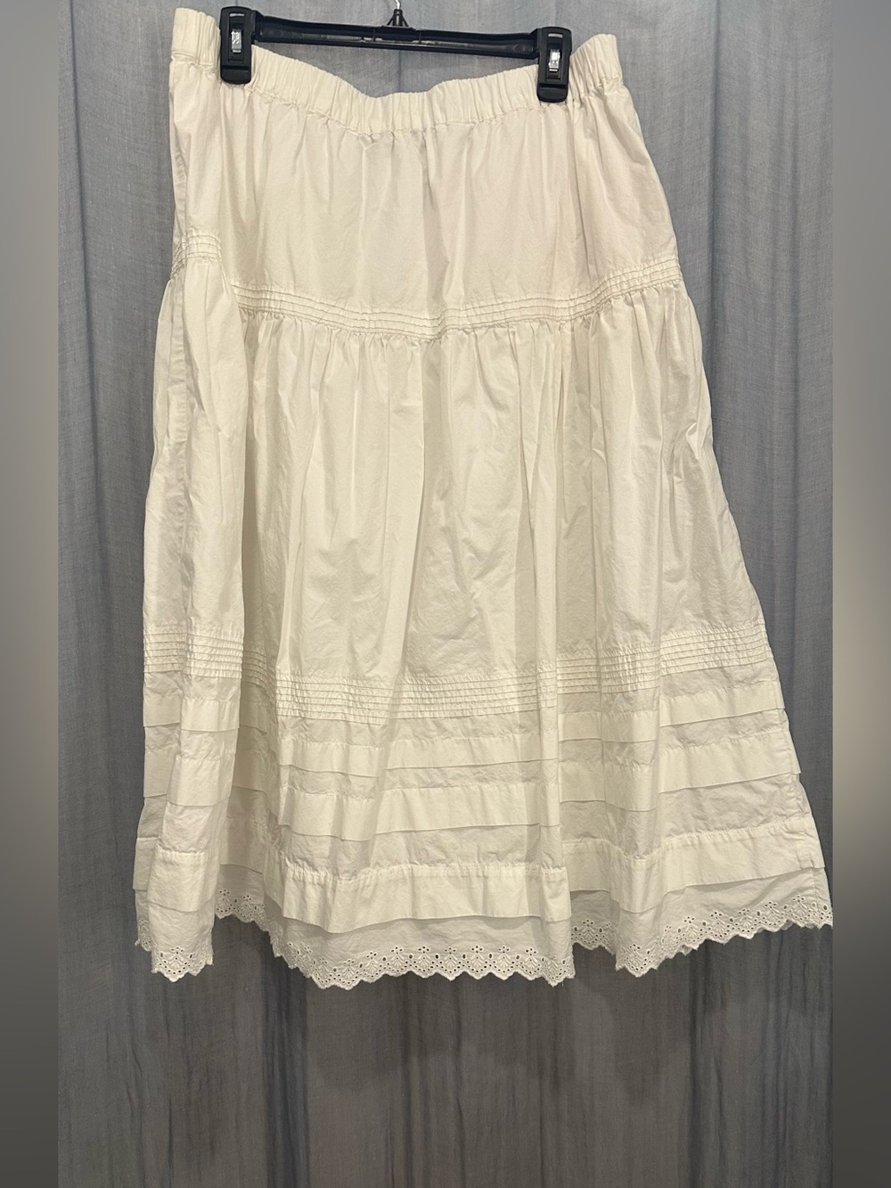 Quince Cotton Poplin Pintuck Maxi Skirt / Size L - Picture 2 of 3